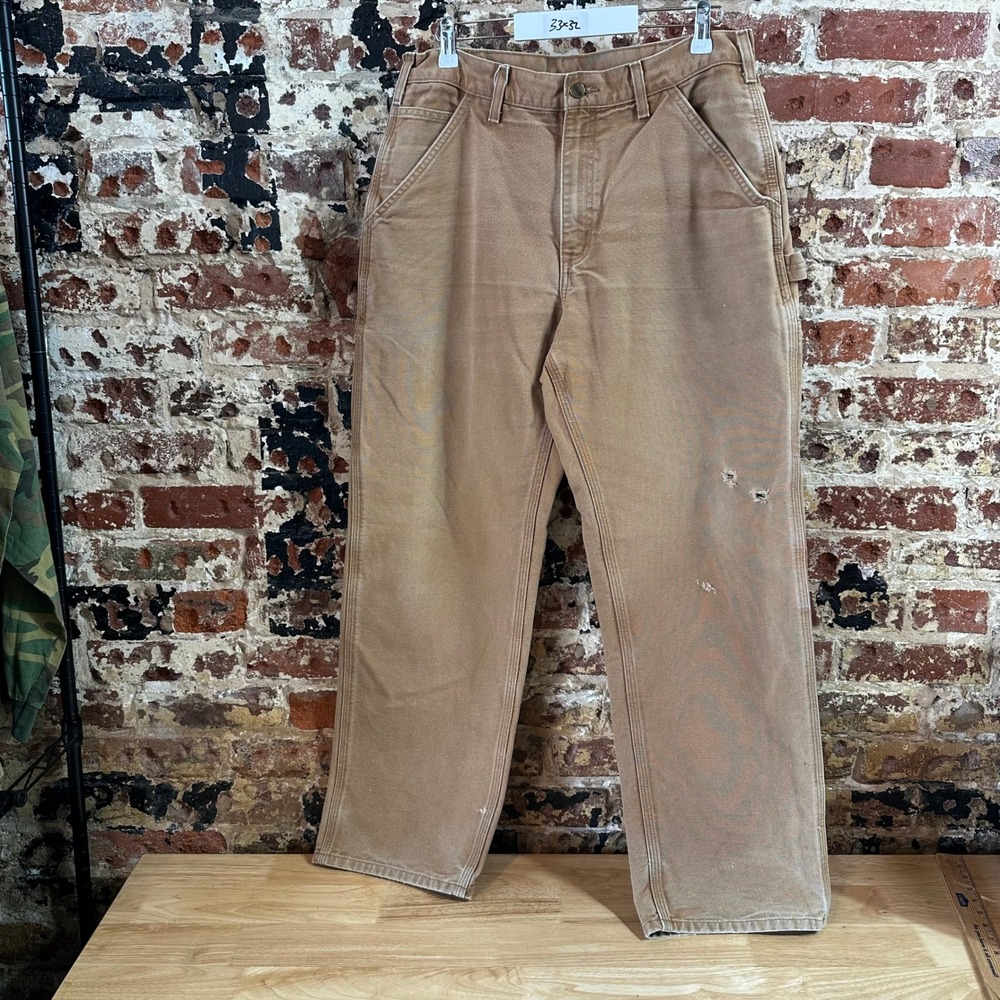 Carhartt B11 BRN Brown Washed Duck Canvas Carpenter Workwear Pants Mens 33x32